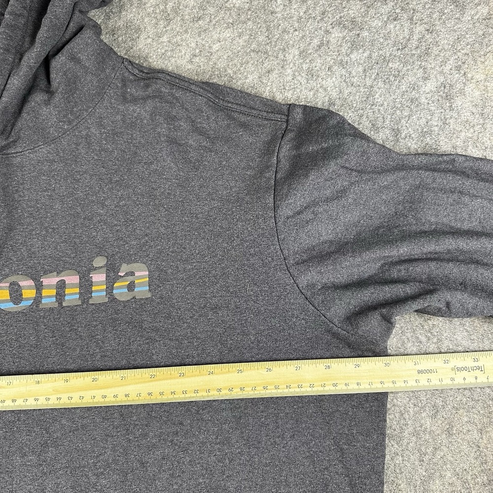 Patagonia Hoodie Men 3XL Gray Sweatshirt Pullover Wildrise Text Logo Recycled - Picture 9 of 10